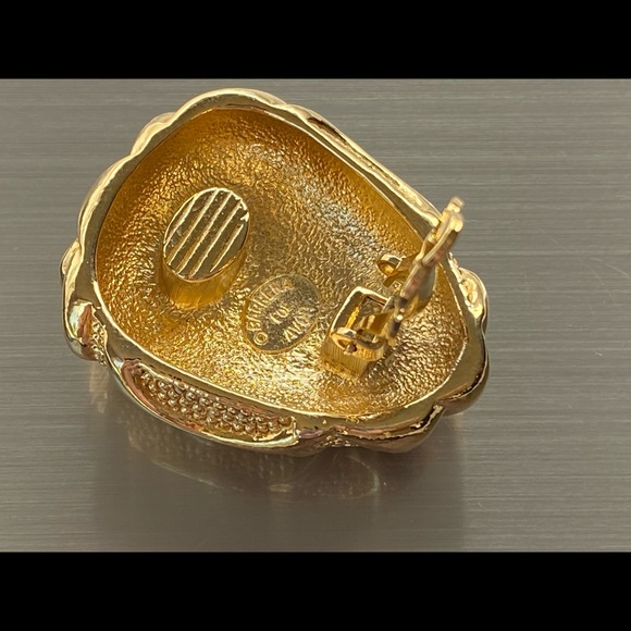 Barrera For Avon Designer Gold Tone Chunky Clip-on Earrings Vintage - Picture 5 of 16